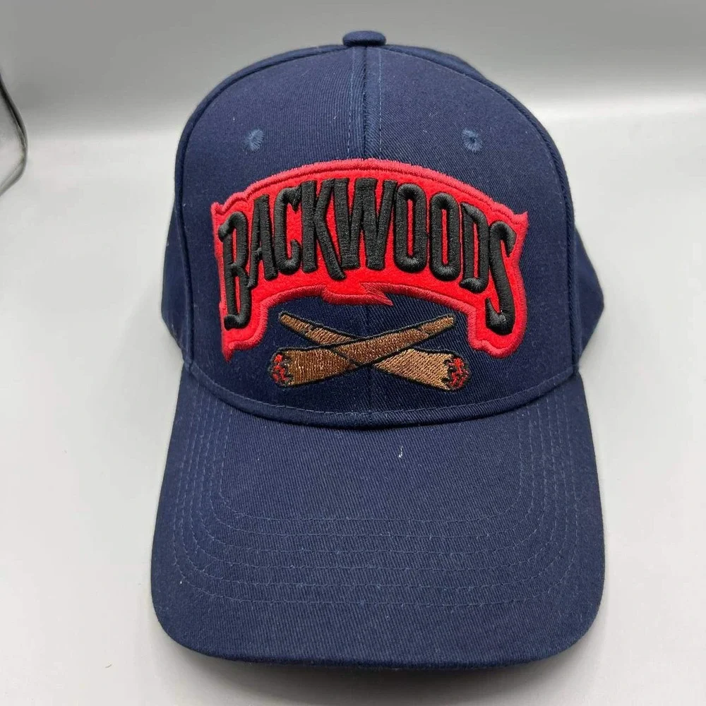 Backwoods Hat‎ Men Navy Blue Red Embroidered Snap Back Cap